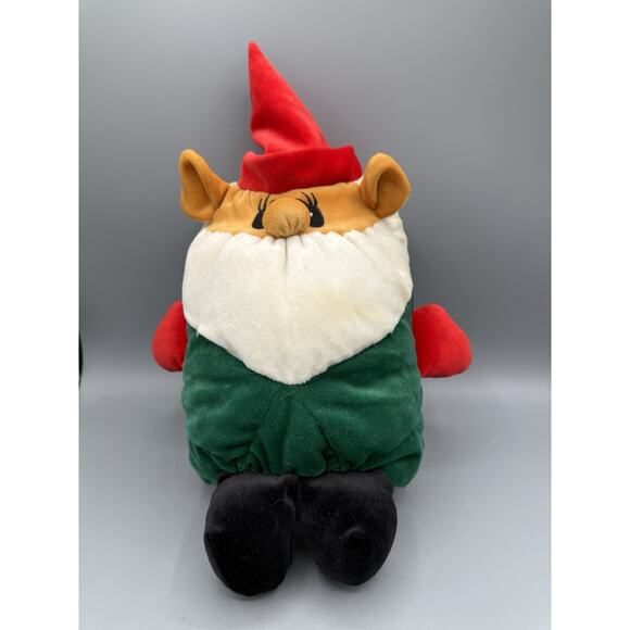 Vintage Christmas Gnome Plush Elf Doll ~ Red Hat Green Outfit ~ Stuffed Toy 11” - Picture 1 of 5